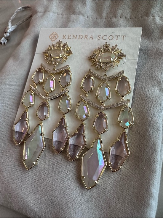 Kendra Scott Jewelry - Kendra Scott Gold Iridescent Pink/Lavender Alexandria Chandelier Earrings